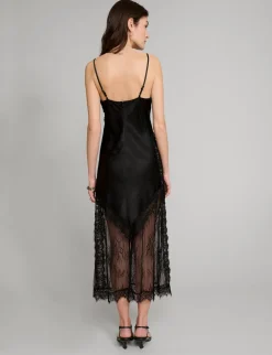 Satin Lace Panel Dress