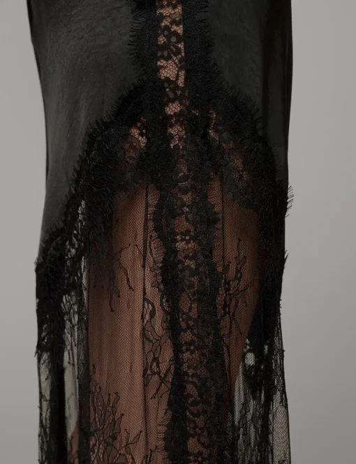Satin Lace Panel Dress