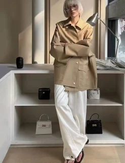 Tan Oversized Twill Jacket