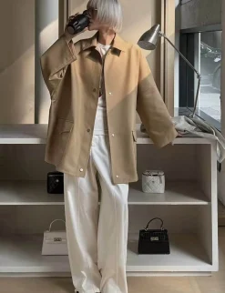 Tan Oversized Twill Jacket