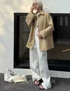 Tan Oversized Twill Jacket