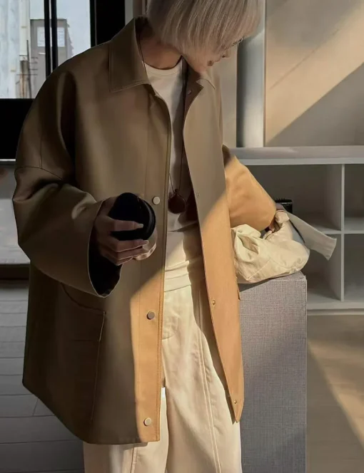 Tan Oversized Twill Jacket