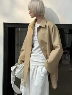 Tan Oversized Twill Jacket