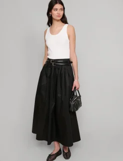 Thea Black Double-Belted Skirt