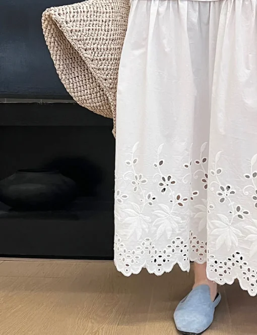 White Eyelet Tee Dress-BESTSELLER