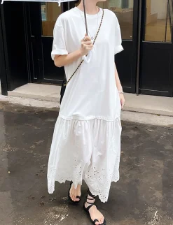 White Eyelet Tee Dress-BESTSELLER