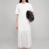 White Fringe Cotton Tee Dress