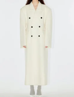 White Maxi Double Breasted Coat-BESTSELLER
