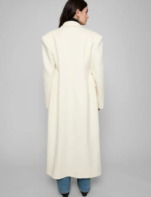 White Maxi Double Breasted Coat-BESTSELLER