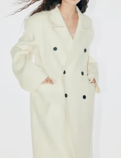 White Maxi Double Breasted Coat-BESTSELLER