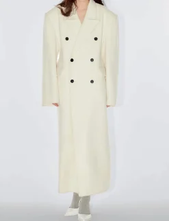 White Maxi Double Breasted Coat-BESTSELLER