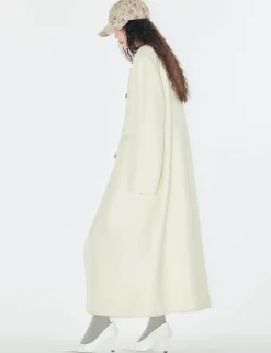 White Maxi Double Breasted Coat-BESTSELLER