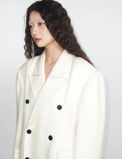White Maxi Double Breasted Coat-BESTSELLER