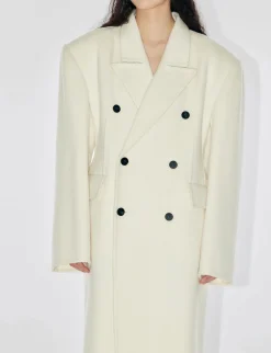 White Maxi Double Breasted Coat-BESTSELLER