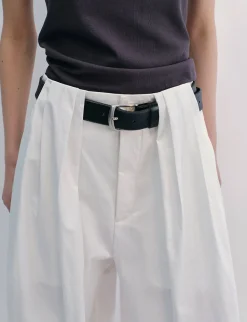 White Pleated Barrel Leg Pants -PREORDER