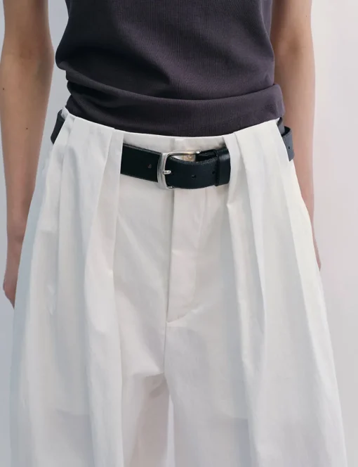 White Pleated Barrel Leg Pants -PREORDER