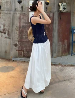 White Poplin Skirt -PREORDER