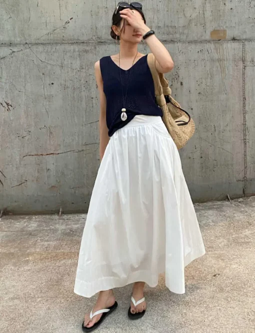 White Poplin Skirt -PREORDER