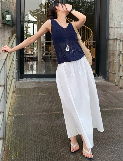 White Poplin Skirt -PREORDER