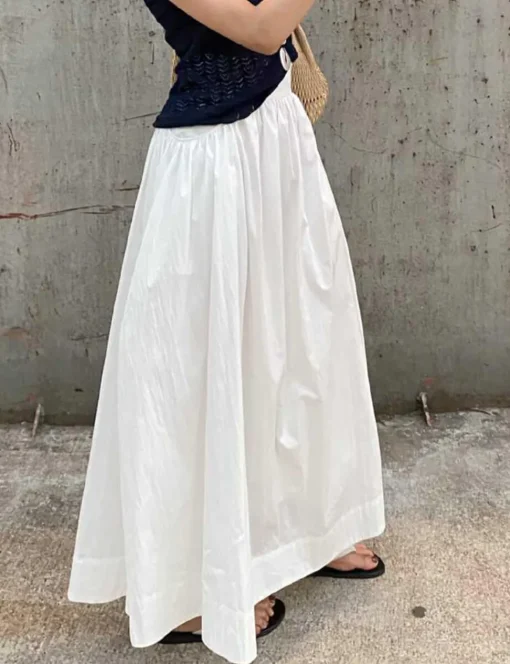 White Poplin Skirt -PREORDER