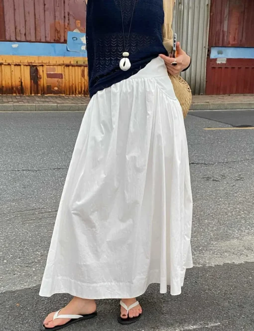 White Poplin Skirt -PREORDER