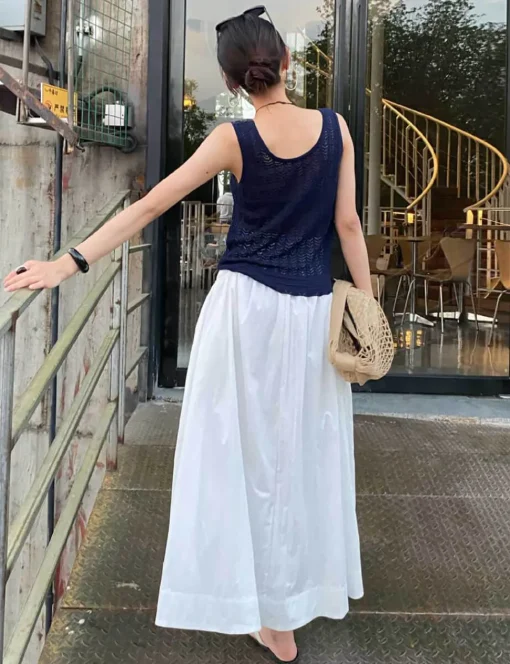 White Poplin Skirt -PREORDER