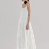 White Textured Drop Waist Dress