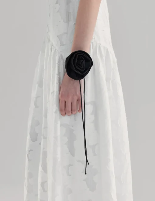 White Textured Drop Waist Dress